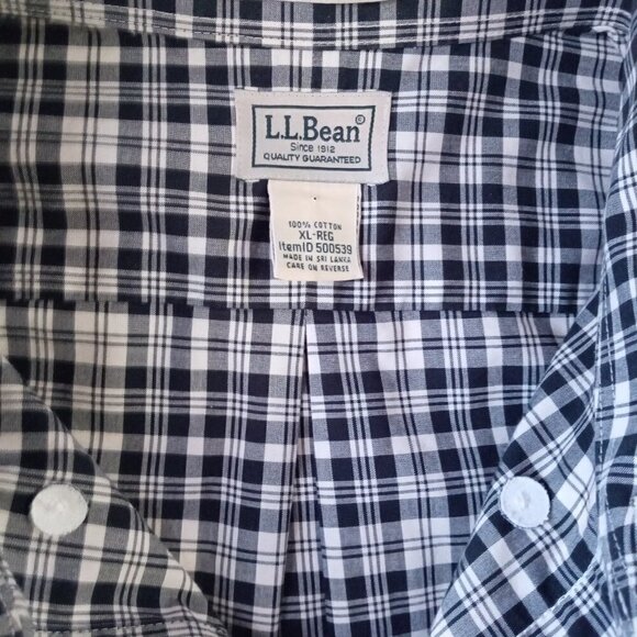 L.L BEAN BLACK & WHITE GINGHAM MEN'S LONG SLEEVE BUTTON DOWN CASUAL SHIRT SZ XL - Picture 7 of 7